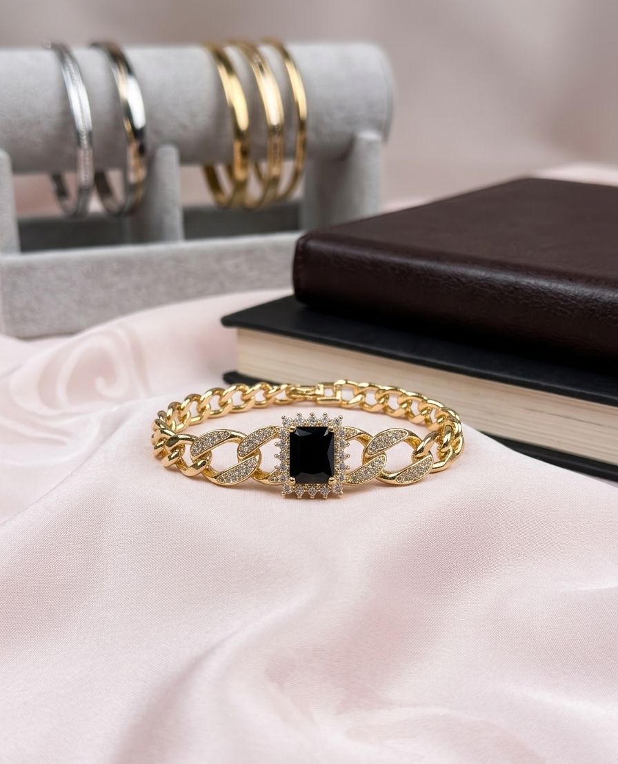 Moonorah Black Stone Chain Bracelet