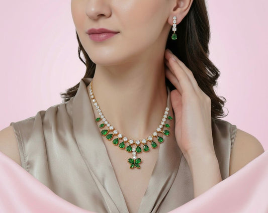 Moonorah Green Stone Pendant Set